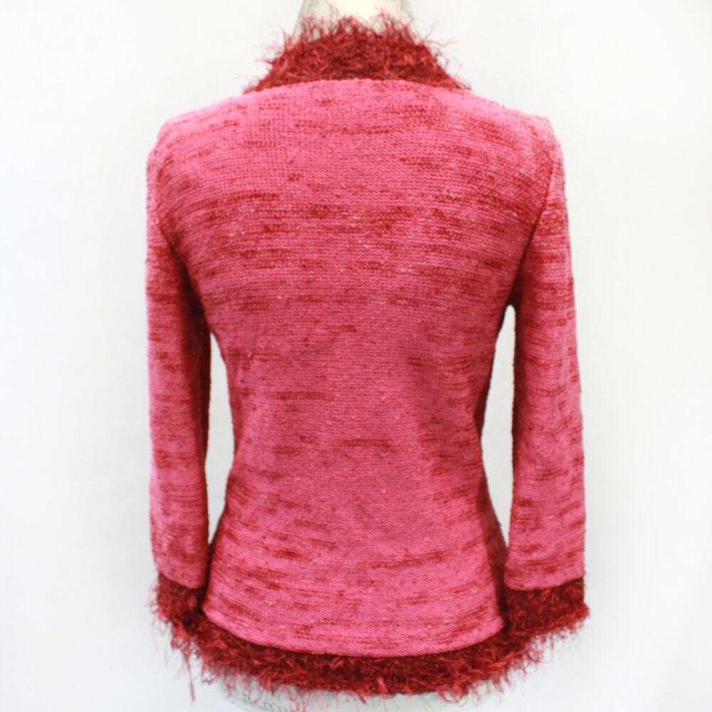 Knittline Vtg 80's 90's Couture Style Blazer Cardigan Crystal Button Fringe M - Picture 7 of 9
